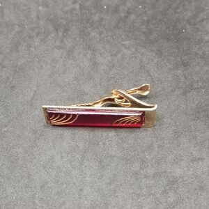 Gold and Red Men's Tie Clip